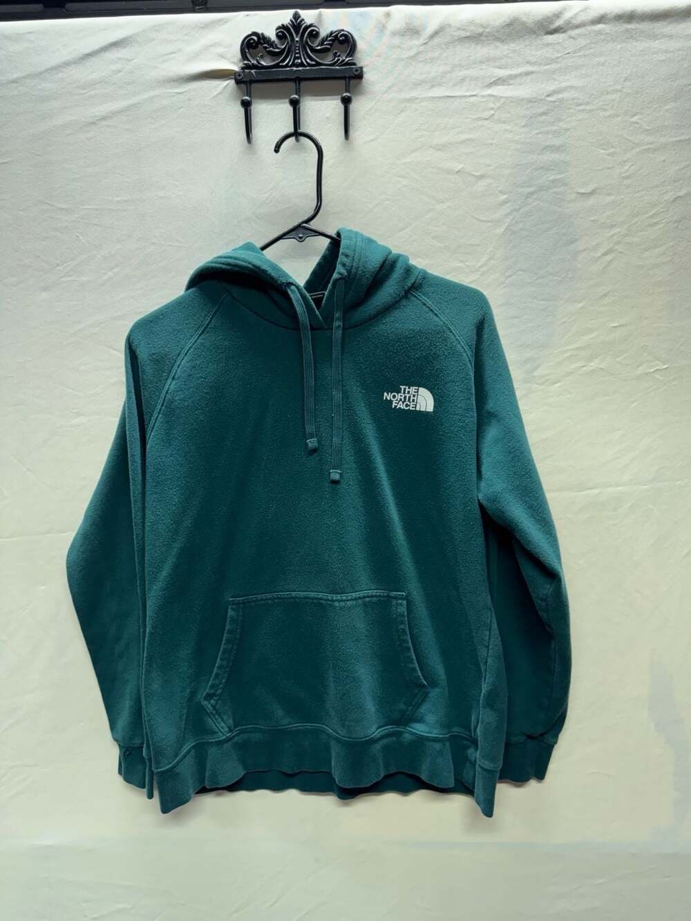 The North Face Evolution Hoodie Size L Green Box Logo Pullover Sweatshirt